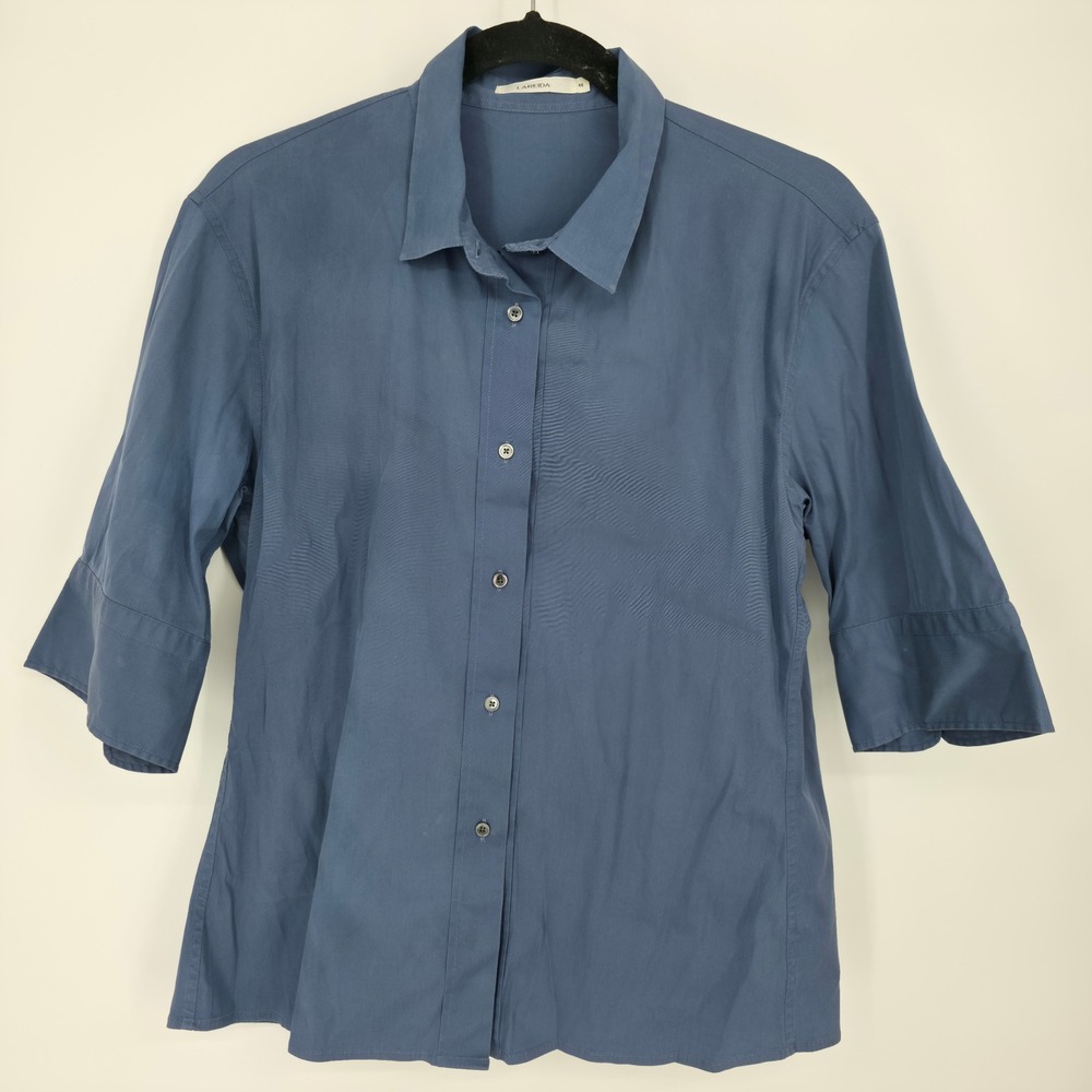 LIS‎ LAREIDA Blue 3/4 Sleeve Collared Button Up Shirt Size 44 US 14